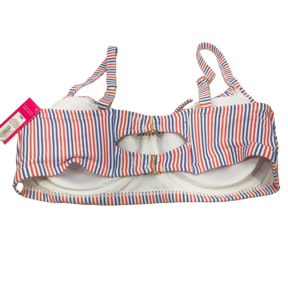 Xhilaration Women's Size 18W Textured Shirred Underwire Bikini Swim Top Striped - Picture 2 of 12